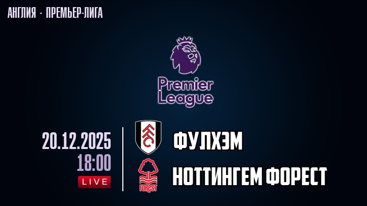 Фулхэм — Ноттингем Форест, смотреть онлайн 20 декабря 2025