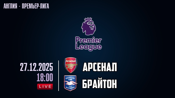 Арсенал — Брайтон, смотреть онлайн 27 декабря 2025