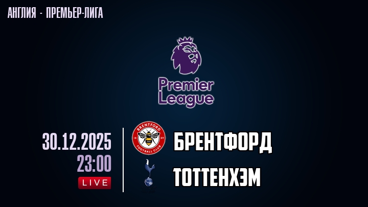 Брентфорд — Тоттенхэм, смотреть онлайн 30 декабря 2025