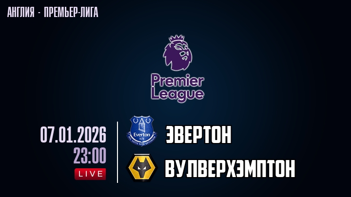 Эвертон — Вулверхэмптон, смотреть онлайн 7 января 2026