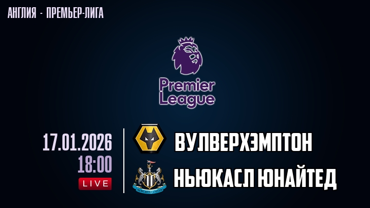 Вулверхэмптон — Ньюкасл Юнайтед, смотреть онлайн 17 января 2026