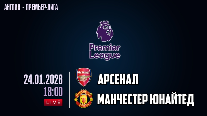 Арсенал — Манчестер Юнайтед, смотреть онлайн 24 января 2026