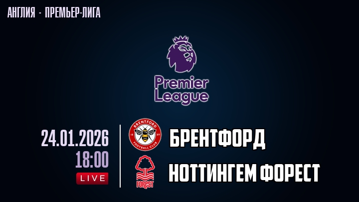 Брентфорд — Ноттингем Форест, смотреть онлайн 24 января 2026
