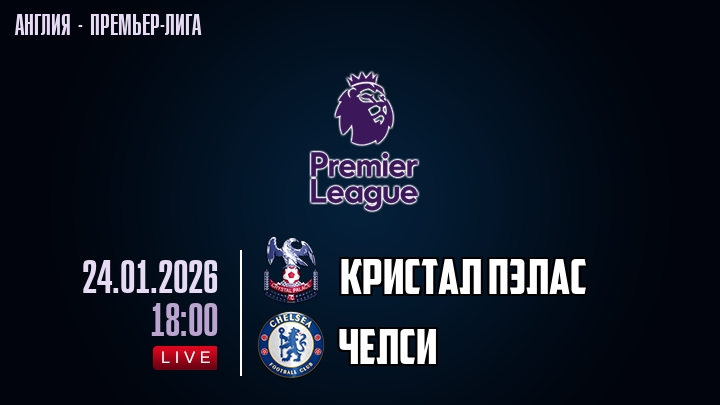 Кристал Пэлас — Челси, смотреть онлайн 24 января 2026