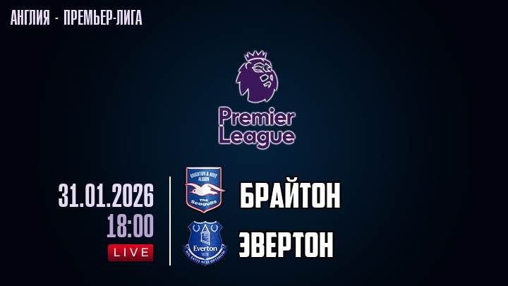 Брайтон — Эвертон, смотреть онлайн 31 января 2026