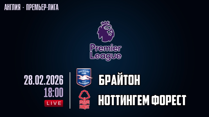 Брайтон — Ноттингем Форест, смотреть онлайн 28 февраля 2026