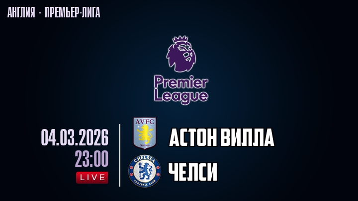 Астон Вилла — Челси, смотреть онлайн 4 марта 2026