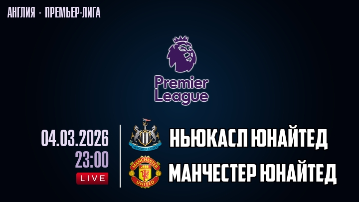 Ньюкасл Юнайтед — Манчестер Юнайтед, смотреть онлайн 4 марта 2026