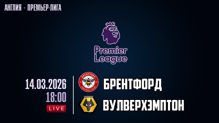 Брентфорд — Вулверхэмптон, смотреть онлайн 14 марта 2026