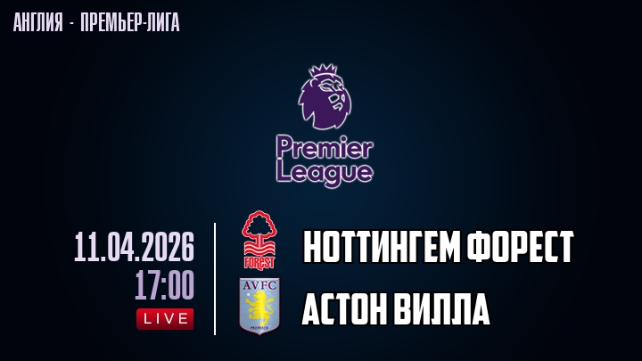 Ноттингем Форест — Астон Вилла, смотреть онлайн 11 апреля 2026