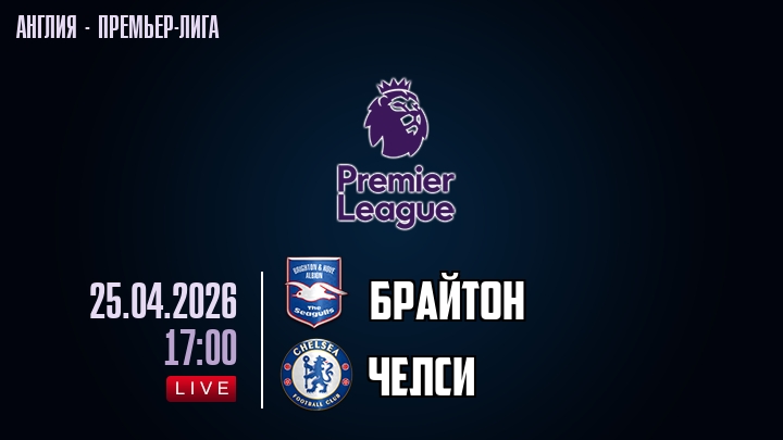 Брайтон — Челси, смотреть онлайн 25 апреля 2026