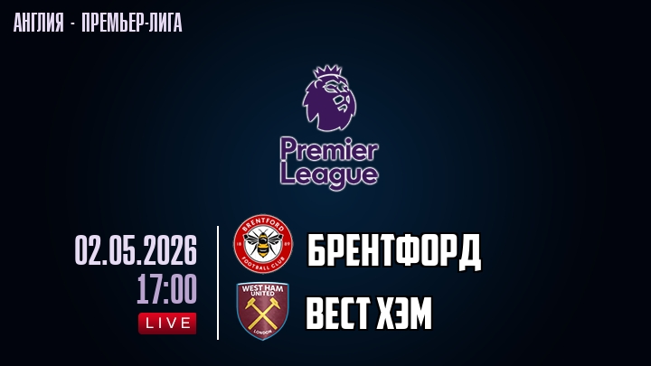 Брентфорд — Вест Хэм, смотреть онлайн 2 мая 2026