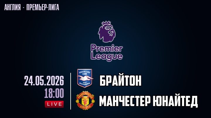 Брайтон — Манчестер Юнайтед, смотреть онлайн 24 мая 2026