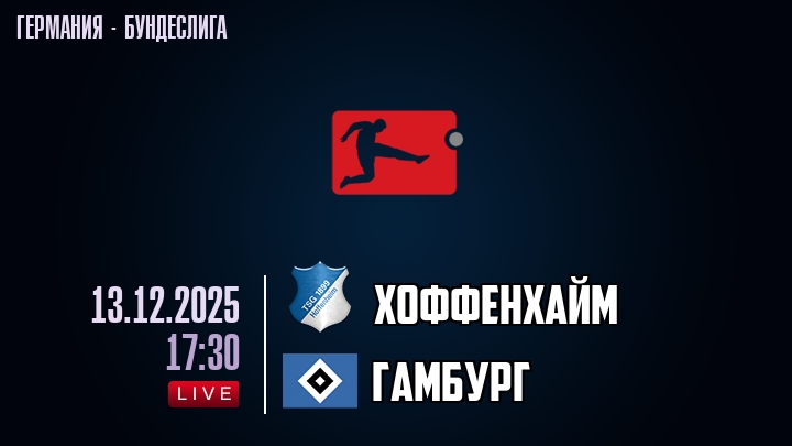 Хоффенхайм — Гамбург, смотреть онлайн 13 декабря 2025