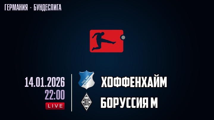 Хоффенхайм — Боруссия М, смотреть онлайн 14 января 2026