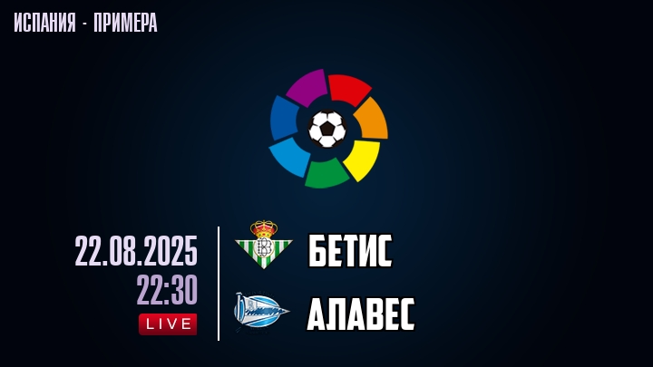 Бетис — Алавес, смотреть онлайн 22 августа 2025