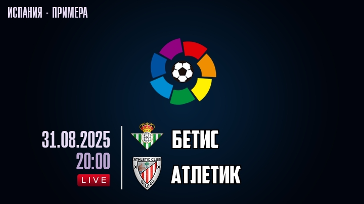 Бетис — Атлетик, смотреть онлайн 31 августа 2025