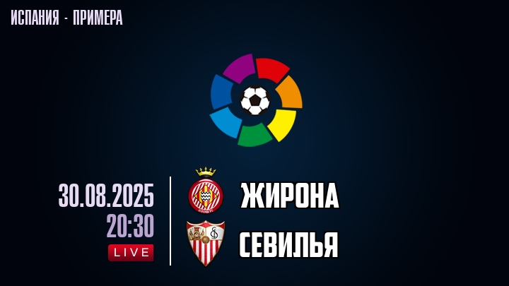 Жирона — Севилья, смотреть онлайн 30 августа 2025