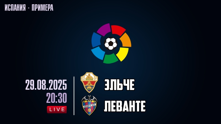 Эльче — Леванте, смотреть онлайн 29 августа 2025