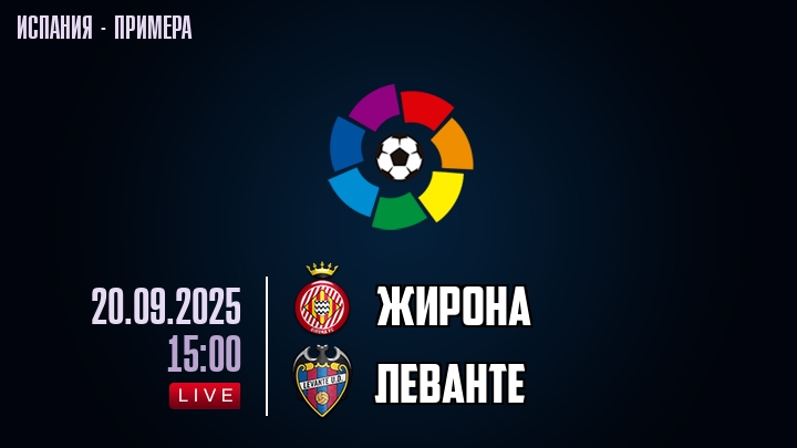 Жирона — Леванте, смотреть онлайн 20 сентября 2025