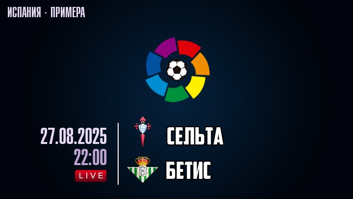 Сельта — Бетис, смотреть онлайн 27 августа 2025