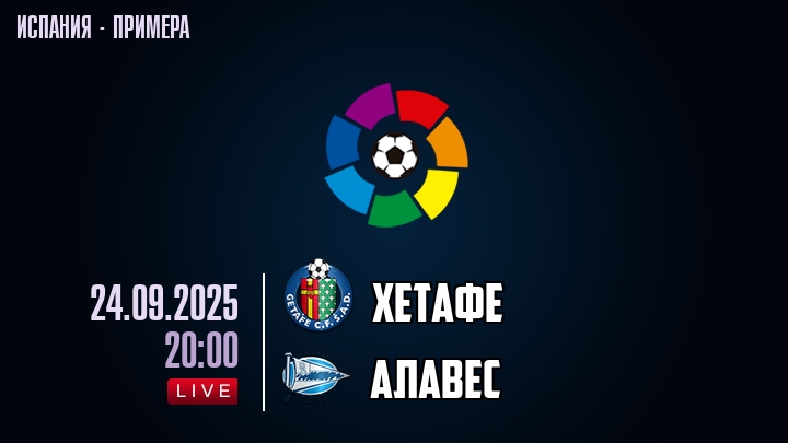 Хетафе — Алавес, смотреть онлайн 24 сентября 2025