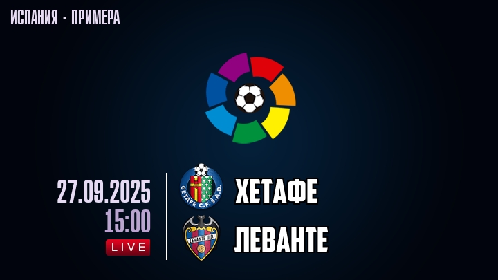 Хетафе — Леванте, смотреть онлайн 27 сентября 2025