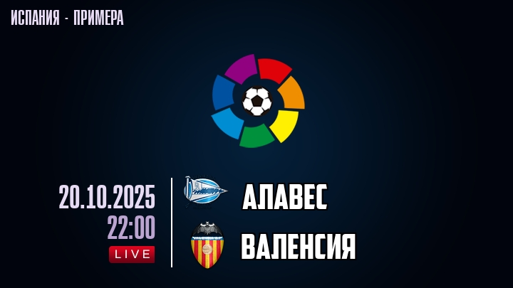 Алавес — Валенсия, смотреть онлайн 20 октября 2025