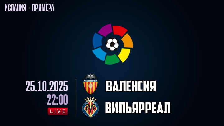 Валенсия — Вильярреал, смотреть онлайн 25 октября 2025