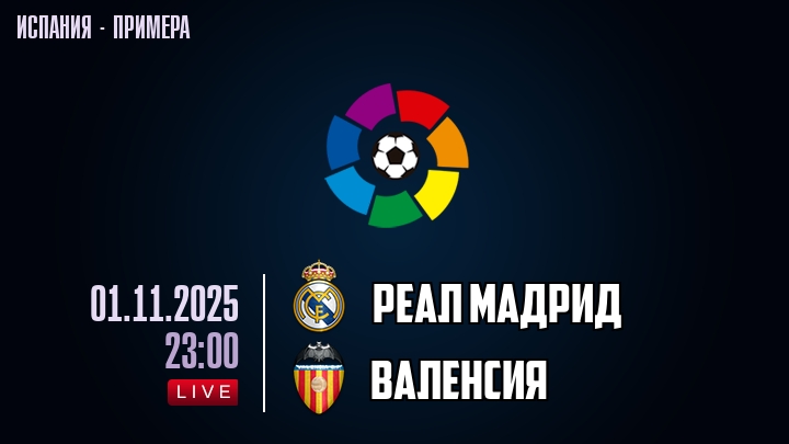 Реал Мадрид — Валенсия, смотреть онлайн 1 ноября 2025