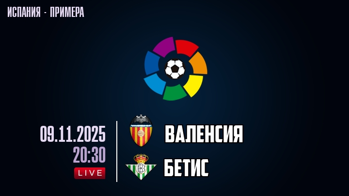Валенсия — Бетис, смотреть онлайн 9 ноября 2025