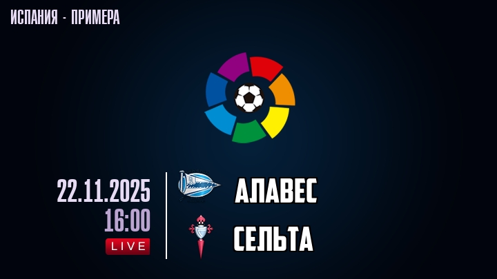 Алавес — Сельта, смотреть онлайн 22 ноября 2025