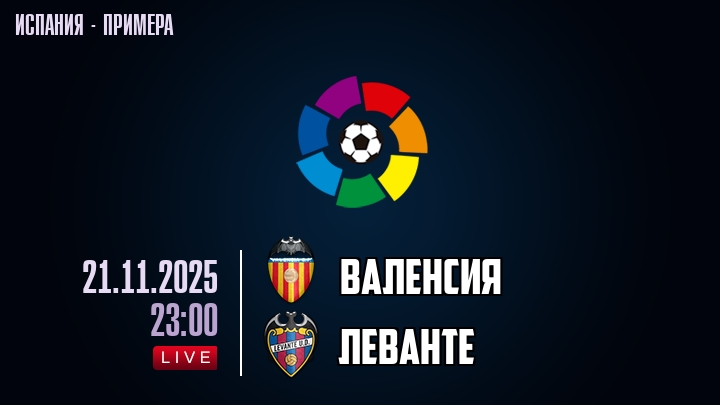 Валенсия — Леванте, смотреть онлайн 21 ноября 2025