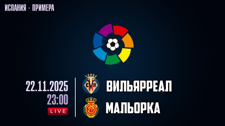 Вильярреал — Мальорка, смотреть онлайн 22 ноября 2025