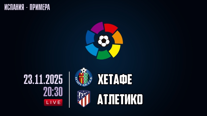 Хетафе — Атлетико, смотреть онлайн 23 ноября 2025