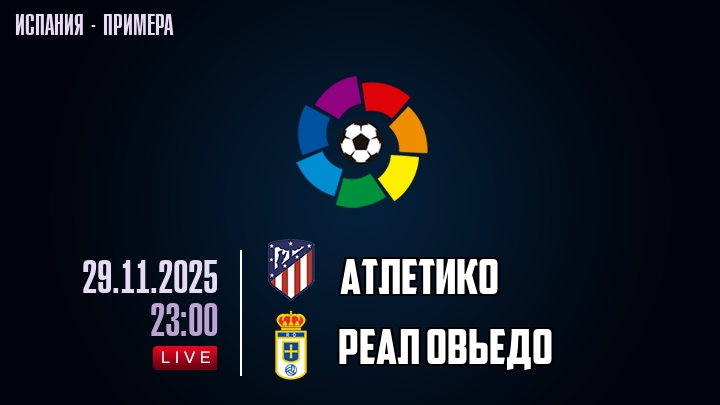 Атлетико — Реал Овьедо, смотреть онлайн 30 ноября 2025