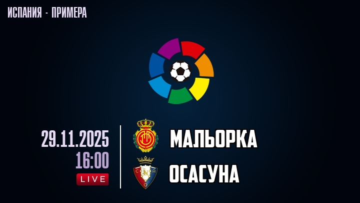 Мальорка — Осасуна, смотреть онлайн 29 ноября 2025