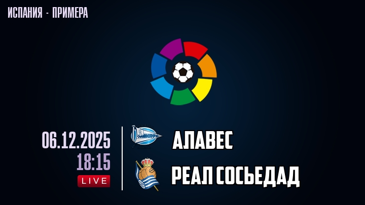 Алавес — Реал Сосьедад, смотреть онлайн 6 декабря 2025