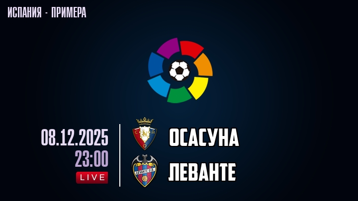 Осасуна — Леванте, смотреть онлайн 8 декабря 2025