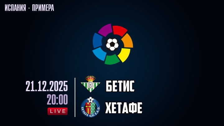 Бетис — Хетафе, смотреть онлайн 21 декабря 2025