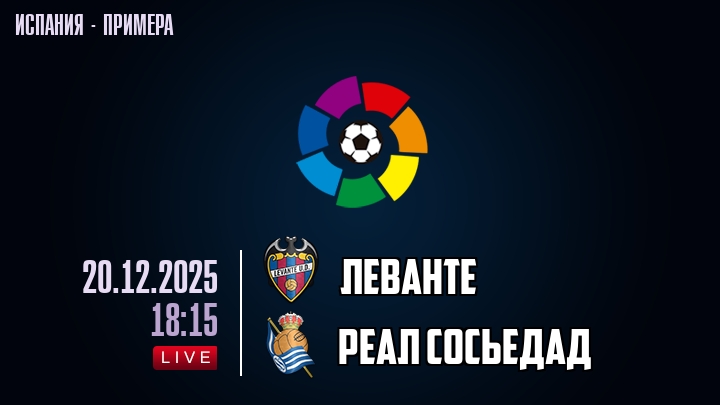 Леванте — Реал Сосьедад, смотреть онлайн 20 декабря 2025