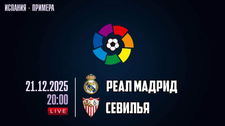 Реал Мадрид — Севилья, смотреть онлайн 21 декабря 2025