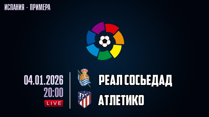 Реал Сосьедад — Атлетико, смотреть онлайн 4 января 2026