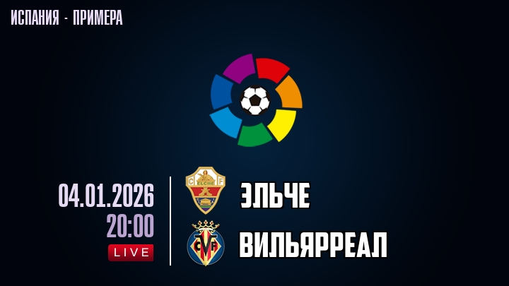 Эльче — Вильярреал, смотреть онлайн 4 января 2026