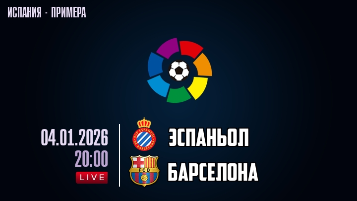 Эспаньол — Барселона, смотреть онлайн 4 января 2026
