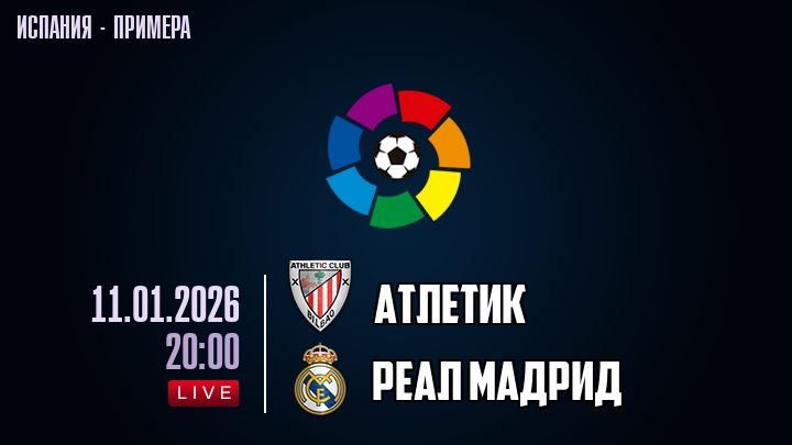 Атлетик — Реал Мадрид, смотреть онлайн 11 января 2026