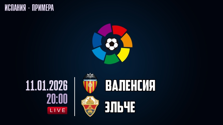Валенсия — Эльче, смотреть онлайн 11 января 2026