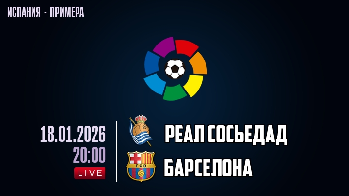 Реал Сосьедад — Барселона, смотреть онлайн 18 января 2026