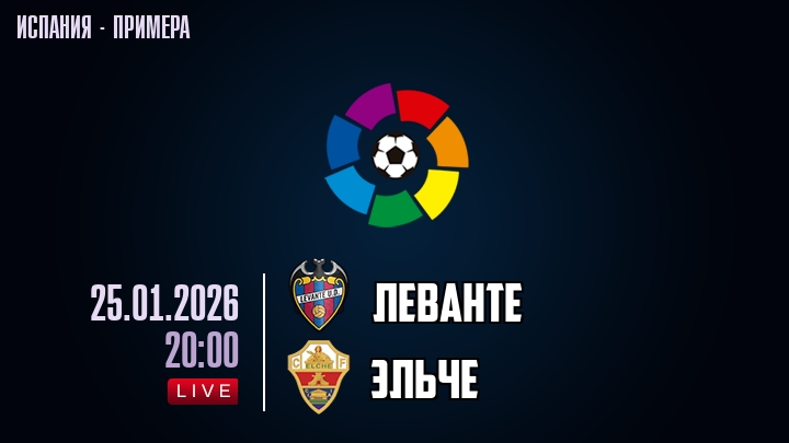Леванте — Эльче, смотреть онлайн 25 января 2026
