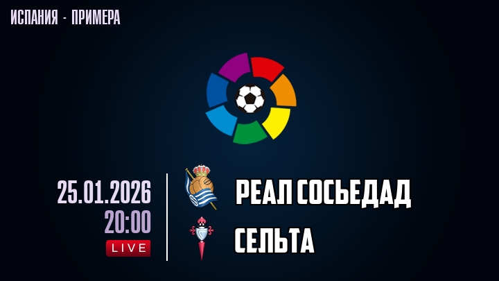 Реал Сосьедад — Сельта, смотреть онлайн 25 января 2026